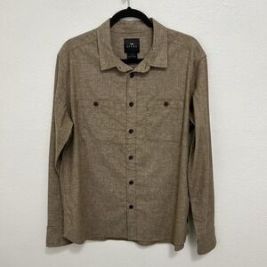 Sitka Mens Ambary Long Sleeve Shirt Coyote Heather Brown Hemp Blend Button Up L